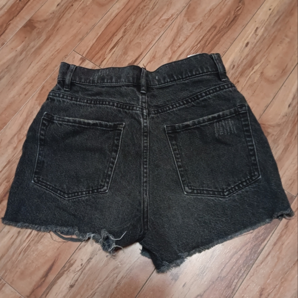 Black ripped jean shorts